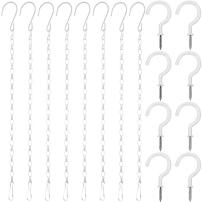 Hotop 8 Pcs Metal Hanging Chains with Ceiling Hooks, Garden Plant Hangers for Hanging Bird Feeders, Billboards, Chalkboards, Basket, Planters, Lanterns, Wind Chimes, Chain Hook DIY(12 Inch,White) - color: White, size: 12 Inch