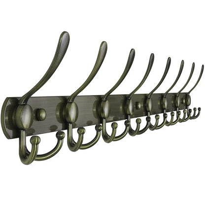 Coat Rack Wall Mount - 29.5” Long 8-Tri-Hooks Heavy Duty Coat Hanger Rail Wall Hooks for Hanging Coats Hats Clothing Clothes Purse Mudroom Entryway, Bronze - color: Bronze, size: L=29.5” (1 Pcs)