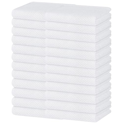 Homaxy 100% Cotton Waffle Weave Kitchen Dish Towels 24-Pack, White | 13 x 28 Inches, Ultra Soft Absorbent Dish Towels, Quick Drying Cleaning Towels - color: White, size: 13 X 28 - 24 Pack