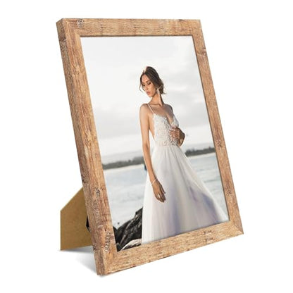 iRahmen 8.5x11 Picture Frame Set of 2, Rustic Brown Certificate Frame with High Definition Real Glass, Wood Photo Frames 8.5 by 11 Diploma Document for Wall Hanging and Tabletop Display - color: Rustic Brown, size: 8.5X11
