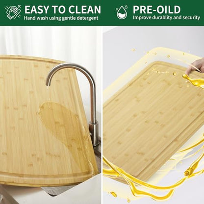 GAOMON Extra Large Bamboo Cutting Board for Kitchen, 30 x 20 Inch Wooden Chopping Board, Stove Top Cover Wood Butcher Block with Juice Groove for Meat Turkey Carving Charcuteries, 0.8" Th - size: 30.1"L x 20"W