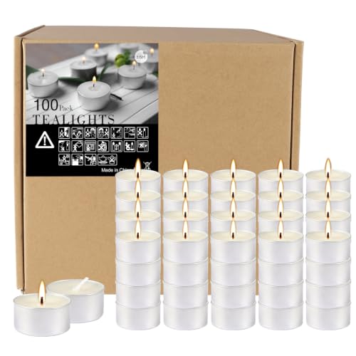 100 in Bulk,6 Hour Unscented Tea Lights Candles,White, Smokeless, Dripless,Long Time Burning, HomePerfect for Weddings, Anniversaries Decorative Events. - color: 100 PACK-Flavorless tea lamp