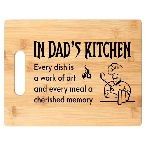 Fathers Day Dad Gifts, Birthday Gift for Dad from Daughter Son, Thanksgiving Christmas Valentines Day Gifts for Daddy Papa Stepdad – In Dad's Kitchen Engraved Cutting Board - color: Dad