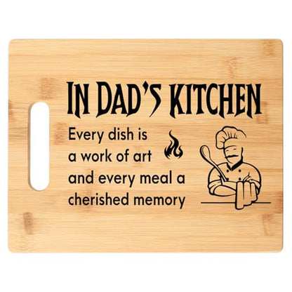 Fathers Day Dad Gifts, Birthday Gift for Dad from Daughter Son, Thanksgiving Christmas Valentines Day Gifts for Daddy Papa Stepdad – In Dad's Kitchen Engraved Cutting Board - color: Dad