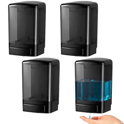 Hushee 4 Pcs Wall Mounted Soap Dispenser,33.8 Oz 1000 Ml,All Black | Manual Press, 1000ml 33.8oz Capacity Clear Window, For Restaurant Bathroom Kitchen Hotel, Liquid Soap Shampoo Dispenser - color: All Black, size: 33.8 oz 1000 ml