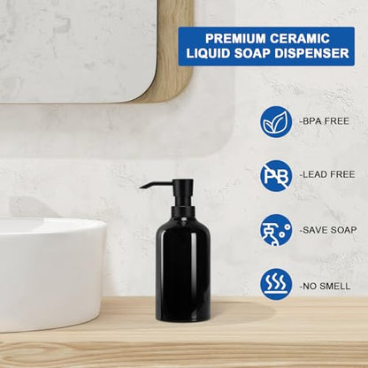 Ceramic Soap Dispenser Bathroom, 2 Pcs 16.9oz Hand Soap Dispenser for Kitchen, Hotel - color: Black-black, size: 2pcs
