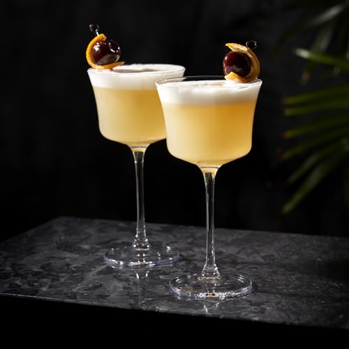 Viski Raye Sour Glasses, Whiskey Sour Glasses, Stemmed Cocktail Glasses, Crystal Cocktail Glassware 7.5oz Set of 2 - style: Whiskey Sour Glasses