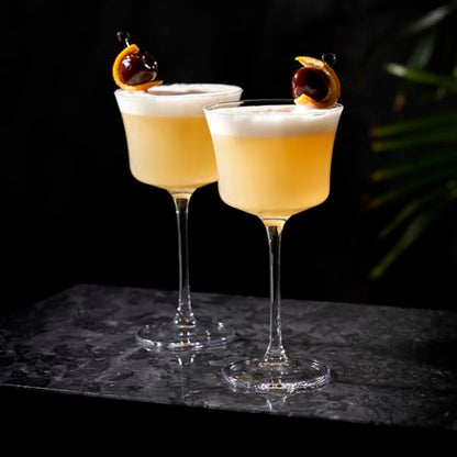 Viski Raye Sour Glasses, Whiskey Sour Glasses, Stemmed Cocktail Glasses, Crystal Cocktail Glassware 7.5oz Set of 2 - style: Whiskey Sour Glasses