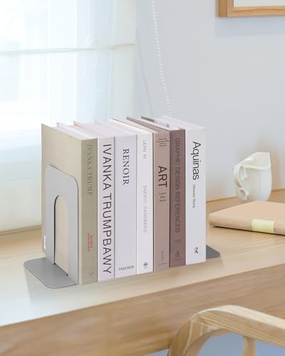 Honagu Bookends, Metal Book Ends, Bookends for Shelves, Book Holder Stopper for Heavy Books, /CDs/DVDs (1 Pair/2 Pieces, Grey) - color: Gray