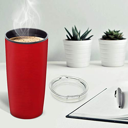 DISCOUNT PROMOS Plastic Tumblers 20 oz. Set of 6, Bulk Pack - With lids, Ice Coffee Tumbler, To Go Cup, Insulated - Red - color: Blank – Red