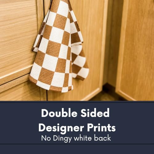 Kitchen Towels, Dish Towels for Kitchen, 3 Pc Kitchen Towel Set | Microfiber Waffle Towels, 16 x 26 inches, with Hanging Loops, Reusable Tea Towels, Cute Kitchen Towels - 3 Pack - color: Coffee