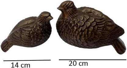 Elegant Decorative Metal Quail Partridge Pheasant Set of 2 Bird Statues with Antique Copper Finish Ideal for Home, Office, and Restaurant Decoration