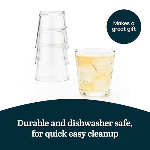 Libbey 15790 Restaurant Basics Stacking 9 oz Pint Glasses Set of 12, All Purpose Heavy Duty Glasses, Durable and Dishwasher-Safe Glass Drinkware - color: Stacking Rocks