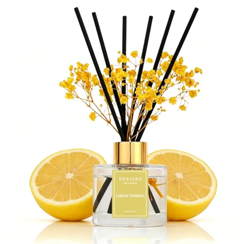 Reed Diffuser Set,3.38 fl oz (100 ml) - Lemon Verbena Oil Diffusers with 6 Reed Sticks for Bathroom Shelf Decor - color: Lemon Verbena