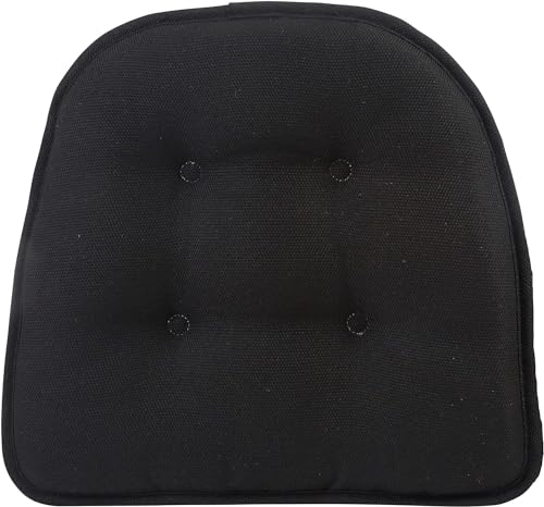 Non-Slip Chair Cushions, Assembled in USA, U-Shaped Skid-Proof Seat Pads for Dining Room, Kitchen, Office, 15"x16" - color: Solid Midnight Black, size: 2 Pack