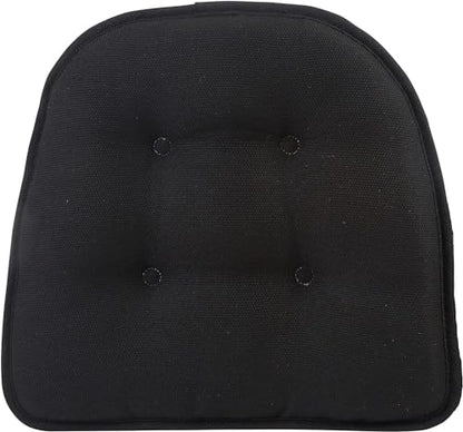 Non-Slip Chair Cushions, Assembled in USA, U-Shaped Skid-Proof Seat Pads for Dining Room, Kitchen, Office, 15"x16" - color: Solid Midnight Black, size: 2 Pack