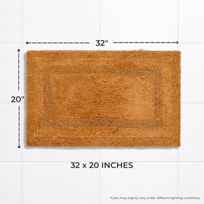 Akiko 100% Cotton Bath Mat, Soft Plush Reversible Bathroom Rug 20x32 Gold | Bath Mats for Bathroom Absorbent Quick Dry Anti-Skid Machine Washable Bath Mats for Bathroom Shower Bathtub - color: Gold