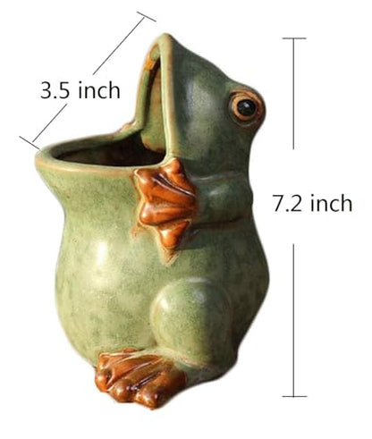 Cute Animal Shaped Vase Pot Home Decoration for Small Succulent Plants Cartoon Flower Pot Ceramic Succulent Planter with Drainage Hole Succulent Holder (Large Frog) - size: Large Frog