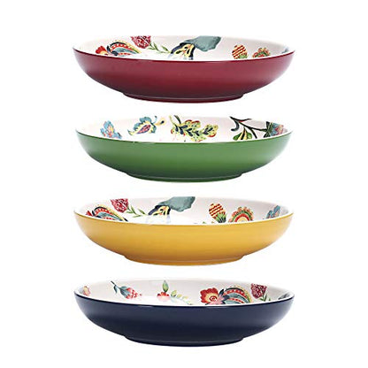 Bico Protea Cynaroides Pasta Bowls, 35oz Salad Bowl Set of 4, Large Ceramic Serving Dinner Bowls for Soup and Cereal, Microwave and Dishwasher Safe, Gift for Housewarming and Thanksgiving - color: Protea Cynaroides