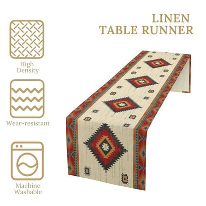 Retro Aztec Table Runner, Western Native American Tribal Art Printed Runner for Home Kitchen Dining Table Party 13x36in - color: Aztec-7, size: 13x36in