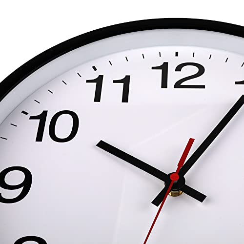Black Wall Clock,Non Ticking 10 In,Modern,Quality Quartz Battery Operated - color: Black/White, size: 10”