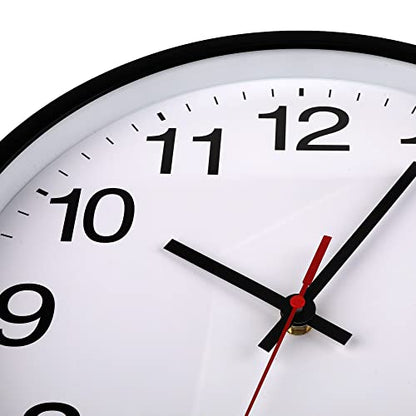 Black Wall Clock,Non Ticking 10 In,Modern,Quality Quartz Battery Operated - color: Black/White, size: 10”