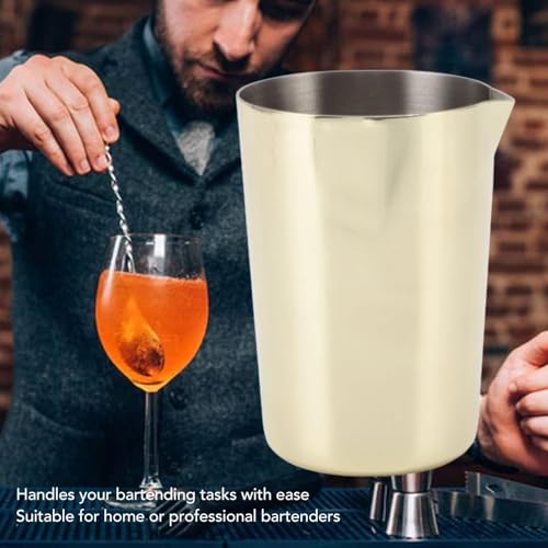Cocktail Mixing Glass, Glass Bar Shaker Metal Bar Mixing Pitcher for Stirring Drinks Stainless Steel Cocktail Pitcher Drink Maker for Bar(Gold)
