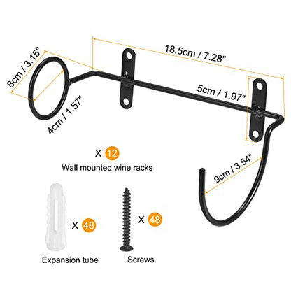 uxcell Spiral Wine Wall Holder 12 Pcs, Metal Wine Bottle Display Holder, Wine Bottles Display Wall Storage Shelf - for Home Kitchen Bar Wall Decor Black Left - style: Left Style