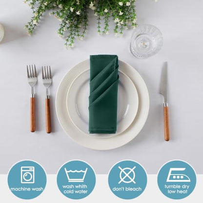 VidaFete Green Cloth Napkin, 17 x 17 Inch Polyester Napkins Set of 12 | Polyester Napkins Cloth Reusable & Wrinkle-Resistant Dinner Napkins for Weddings, Banquets, Parties, Hotels and Restaurants - color: Green, size: 17" x 17" (Set of 12)