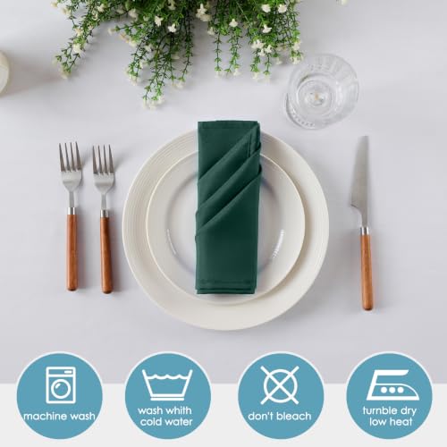 VidaFete Green Cloth Napkin, 20 x 20 Inch Polyester Napkins Set of 12 | Polyester Napkins Cloth Reusable & Wrinkle-Resistant Dinner Napkins for Weddings, Banquets, Parties, Hotels and Restaurants - color: Green, size: 20" x 20" (Set of 12)