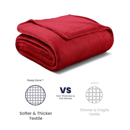 SLEEP ZONE Burgundy Fleece Blanket Super Soft Cozy Throw Flannel Blanket, Lightweight Comfy Fuzzy Blanket Plush Throw Blankets for Couch, Sofa, Bed, Camping, Travel, 90x90Inches - color: Burgundy, size: Full/Queen (90x90 inches)