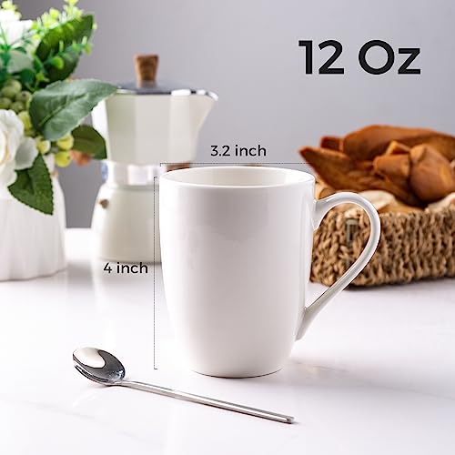 GBhome White Coffee Mugs Set of 6, 12 oz Ceramic Coffee Cups | Classic COffee Mugs for Home,Office&Restaurant,Tea/Espresso/Cappuccino. Dishwasher&Microwave Safe - color: Off White 2, size: 12 oz (6 Piece Set)