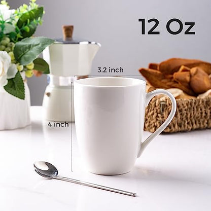 GBHOME 12 OZ Off White Coffee Mugs, Porcelain Bulk Coffee Mugs with Large Handle for Man, Woman, Light Weight Coffee Mugs Set of 4 for Latte/Cappuccino/Cocoa/Milk, Dishwasher & Microwave Safe | Classic COffee Mugs for Home,Office&Restaurant,Tea/Espresso/C