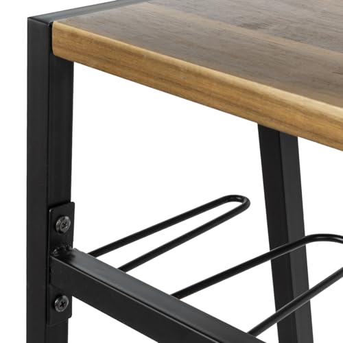 MyGift Acacia Wood & Black Metal Entryway Organizer: 2-in-1 Shoe Rack with Shelf & Boot Storage for 8 Pairs - Rustic Modern Entry Table with Adjustable Feet (Foyer/Mudroom/Garage) - color: Acacia Wood & Black Metal