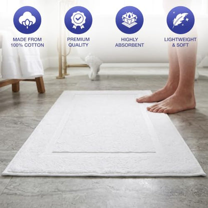 Soft and Absorbent White Bath Mat - Quick-Drying, Non-Slip Bathroom Rug with Plush Comfort for Spa-Like Feel - Durable and Machine Washable - (White, Bath Mat) - style: Bath Mat