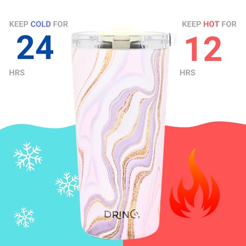 Drinco - 20 oz Stainless Steel Tumbler | Double Walled Vacuum Insulated Mug With Lid, 2 Straws, For Hot & Cold Drinks (20oz Rosa Gold) - color: 20oz Rosa Gold