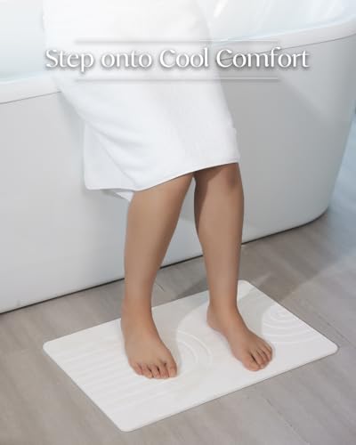 Home Bath Stone Mat 24"x16" (2-Pack) – Quick-Dry, Non-Slip Diatomaceous Earth Mat, Stylish & Absorbent, White Straight - color: White