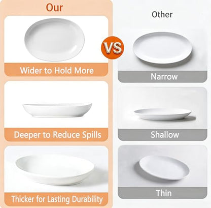 Oval Serving Platters Set of 2 (14" & 12"), Large Wide Ceramic Serving Dishes for Entertaining, Turkey, Fish, Salad, Oven Safe White Porcelain Serving Plates