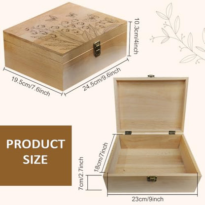 arricraft 1 Pc Wooden Memory Keepsake Box, Lily of the Valley Butterflies Pattern Decorative Wooden Memory Box with Hinge Lids for Anniversary Photos DVDs Letters Jewelry 24.5x19.5x10.3cm