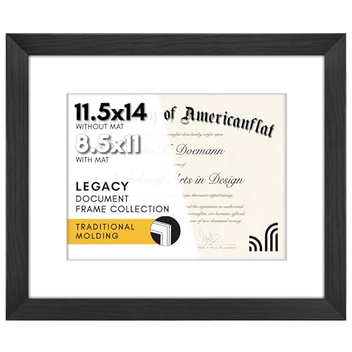 Americanflat 11.5x14 Picture Frame - Matted to 8.5x11 - Black | Engineered Wood construction, Shatter-resistant glass, hangs vertical or horizontal, sawtooth hangers included - color: Black, size: 11.5x14