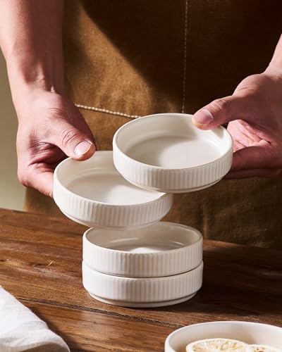 famiware Ceramic Soy Sauce Dish, 4oz Dipping Bowls Set of 8, Matte White | Individual Dip Sauce Cups/Dishes/Plates, Small Serving Bowls for Side Dishes, Condiments, Sushi, Appetizers, Reactive Glaze - color: Matte White, size: 8pcs
