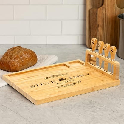 Personalized Charcuterie Board, Custom Bamboo Engraved Cheese Board | Perfect for Weddings, Bridal Showers, and Special Occasions - style: Personalized Charcuterie Board