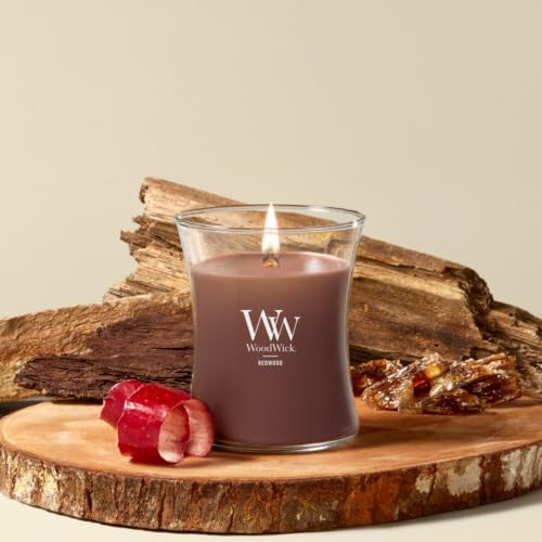 WoodWick Redwood Holiday Candle Gifts for Women and Men, 9.7 oz Medium Hourglass Candle with Crackling Wick - color: Redwood, size: 9.7oz