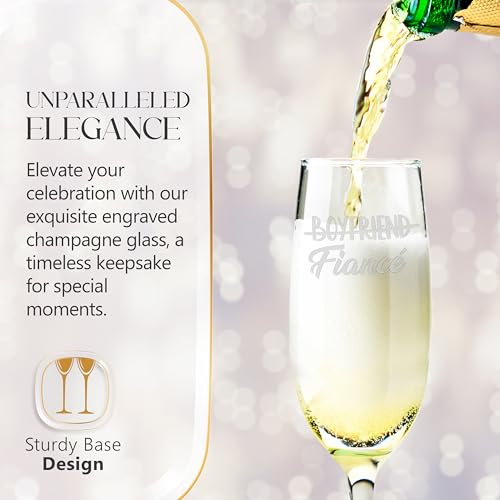 Boyfriend To Fiance & Girlfriend To Fiancee Champagne Flutes 8 Oz Set Of 2 | Engraved Champagne Glasses, His And Hers Set, Couples Present, Engagement Gift, Wedding Idea, Anniversary, Mr And Mrs