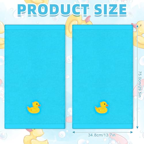 FYSUIMU Rubber Ducky Hand Towels Blue Cotton Embroidered Bathroom Towel Yellow Duck Absorbent Bath Towel for Summer Hand Drying Cleaning Cooking, 29.5 x 13.7 Inch, 2Pcs - color: Blue