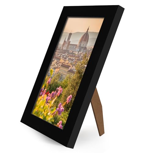 Americanflat 5.5x8.5 Picture Frame - Engineered Wood - Black | Shatter-resistant glass, wall or tabletop display with included easel, sawtooth hangers included - color: Black, size: 5.5x8.5