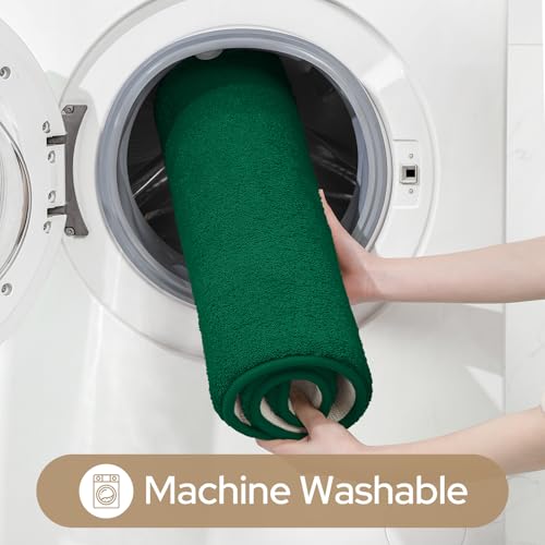 HOMEIDEAS Upgraded Bathroom Rugs Set 3 Piece, Ultra Soft Memory Foam Bath Mats, Super Absorbent Non Slip Washable U-Shaped Toilet Bath Rug (Dark Green, 17"x24"+20"x32"+U-Shaped 20"x24") - color: Dark Green