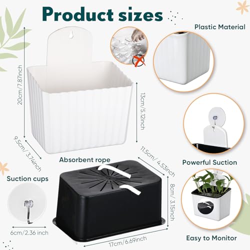 Hushee 4 Set Window Hanging Propagation Stations with Suction Cups Plastic Propagation Vases Propagated Plant Holder Wall Pots for Indoor Plants Office Home Garden Decoration Lover Gift (White) - style: White