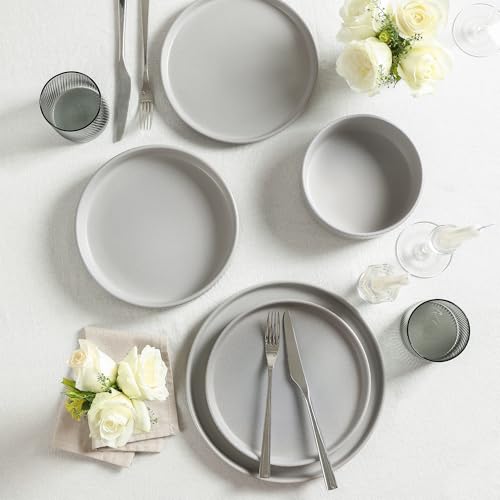 Stone Lain Haven Modern Stoneware 4 Piece Salad Plates Sets, Dish Set for 4, Reactive Glaze Grey - color: Gray, size: 4-Piece - Salad Plate