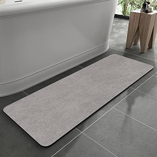 MontVoo -Bath Mat Rug-Rubber Backing Non Slip Quick Dry Absorbent Thin Bathroom Rugs Fit Under Door-Faux Suede Surface Bathroom Floor Mats-Shower Rug for in Front of Bathtub Shower Gray 24"x48" - color: Grey, size: 48" x 24"